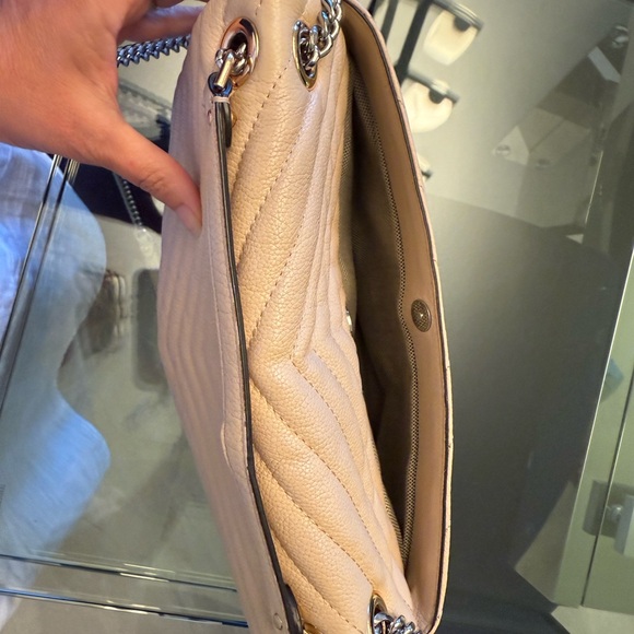 Cream Rebecca Minkoff Edie Flap Shoulder Bag with Chevron Stitching - Picture 12 of 16